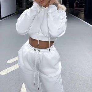 Naked Wardrobe Cropped White Hoodie